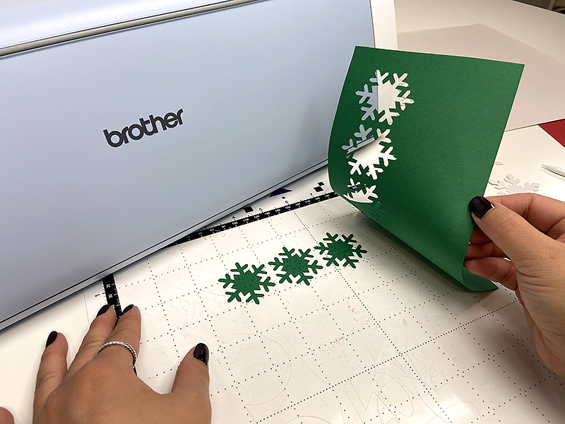 green snowflake cutouts