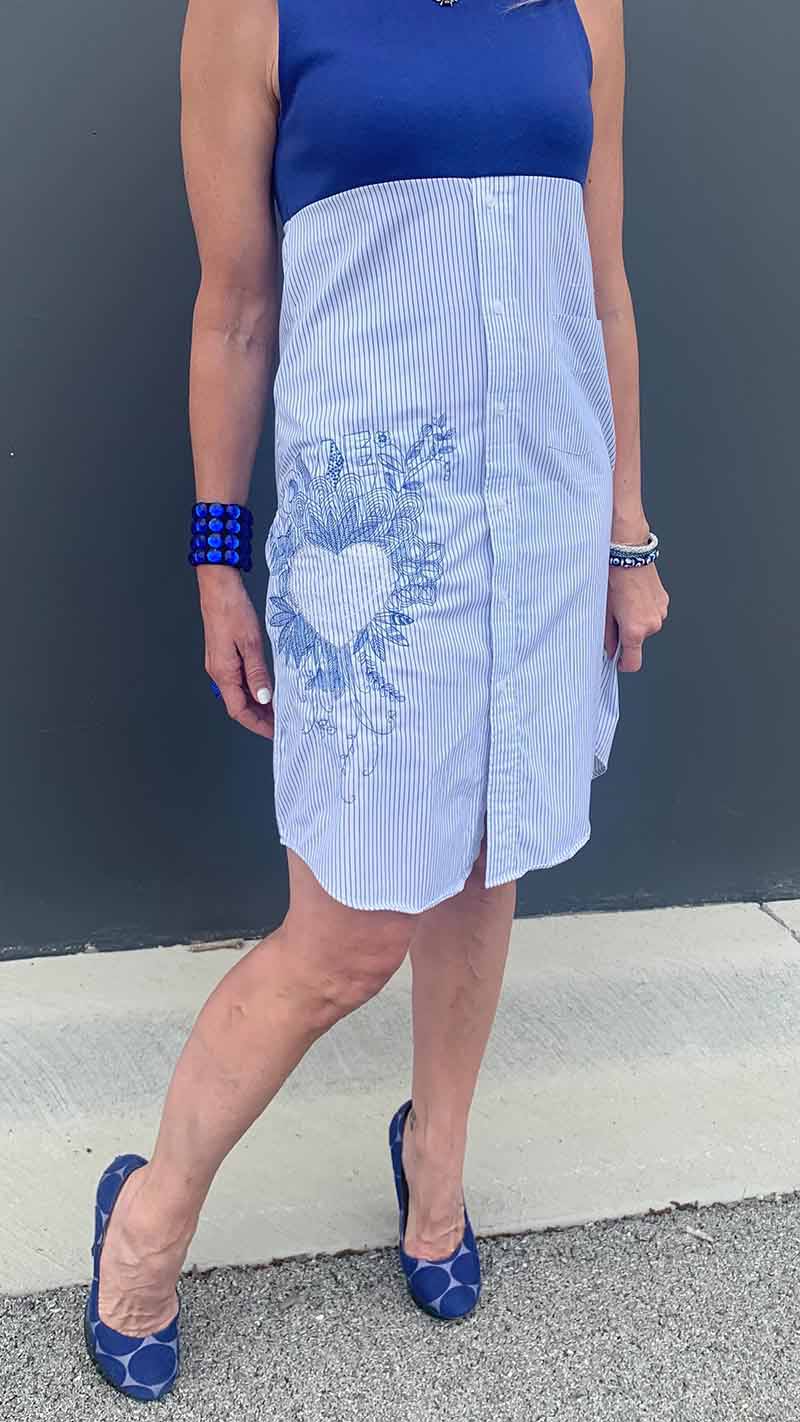 How to sew a men's shirt into a women's tank dress How to sew a men's shirt into a women's tank dress