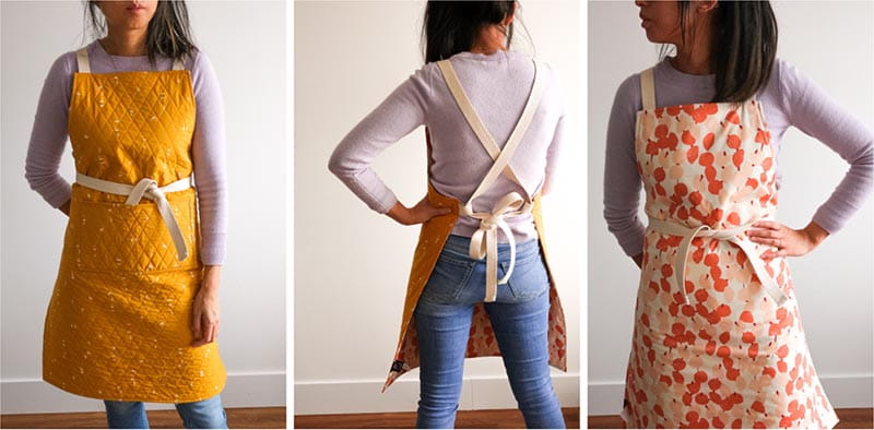 DIY Cross-Back Reversible Apron Pattern-Linen and Cotton - The