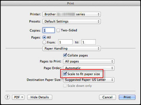 brother printer paper size