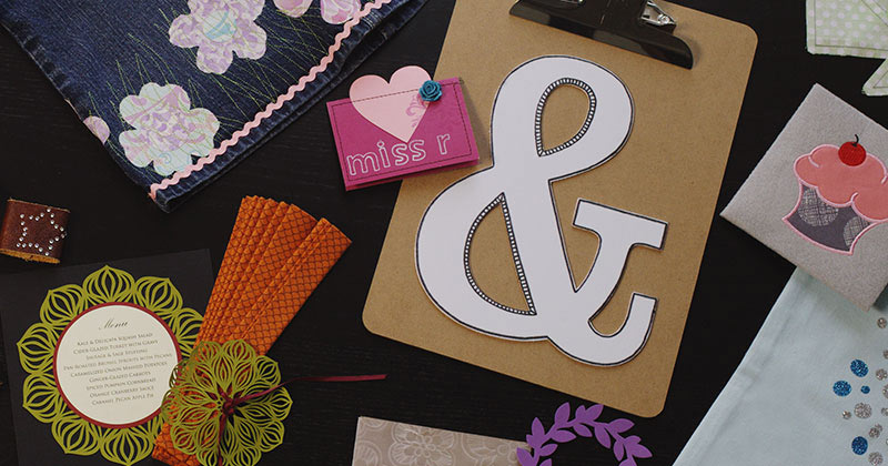 Examples of projects made with DesignNCut, created with paper, vinyl, fabric, felt, leather and moreDe