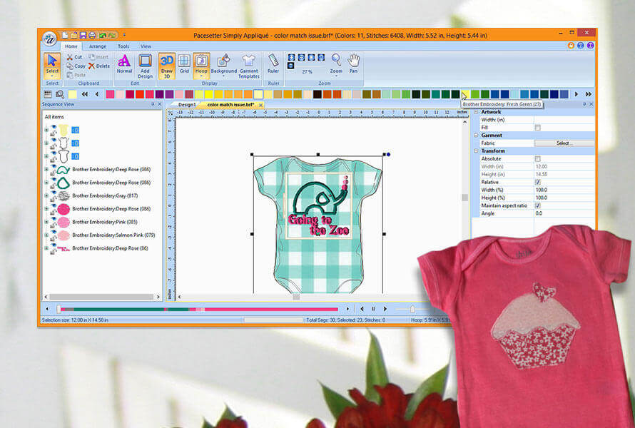 Garment Templates & Brother 110-Color Thread Chart