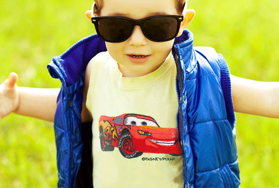 Pixar McQueen from Cars embroidery on T-shirt