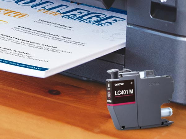 LC401 ink cartridges in front of printer
