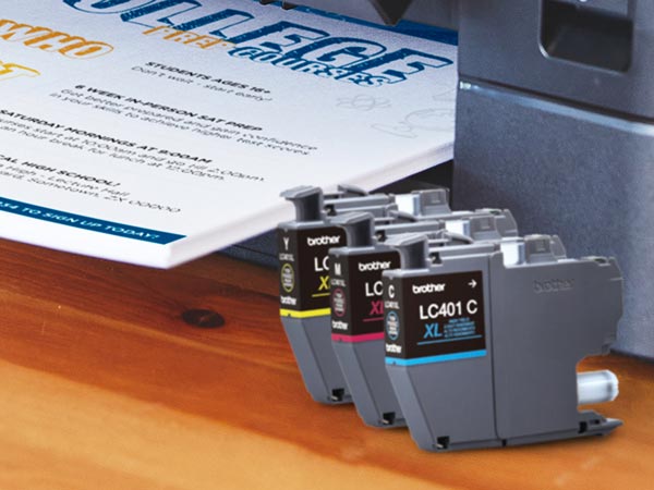 LC401XL ink cartridges in front of printer