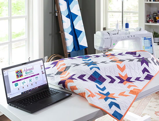 Advanced Quilt Design software on laptop