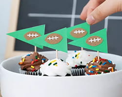 Football flag cupcake toppers