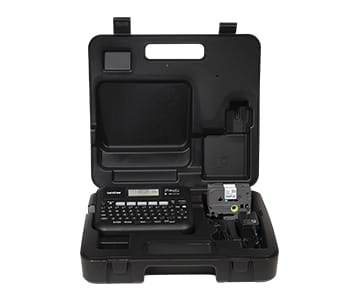 PTD460BTVP in black carrying case with label tape