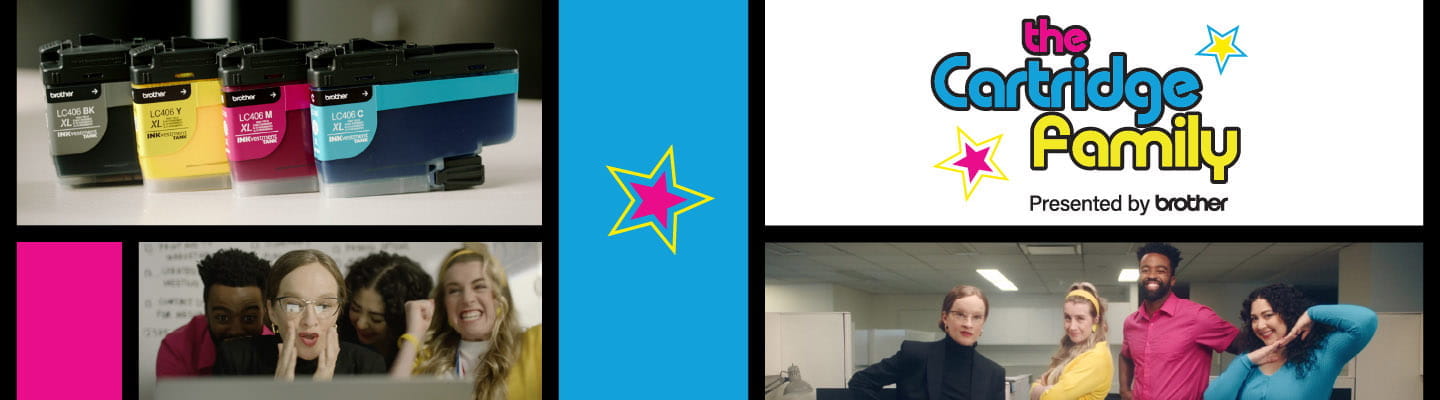 The Cartridge Family in a collage with ink cartridges