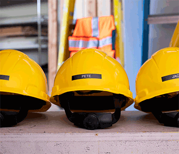 Labeled hard hats