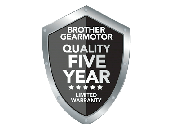 Gearmotor five year limited warranty shield