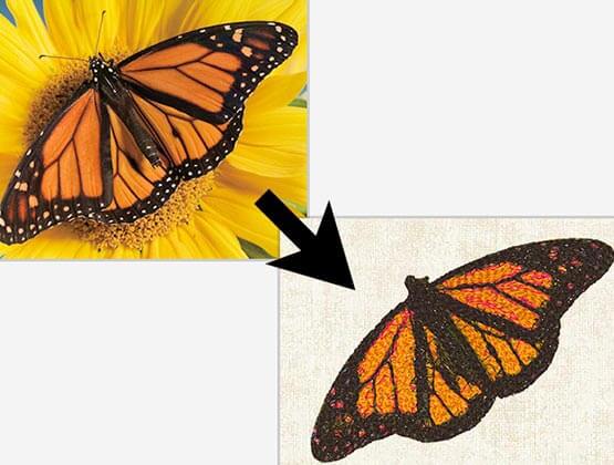 Embroidered monarch