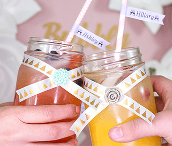 Mimosas with P-touch Embellish ribbon labels
