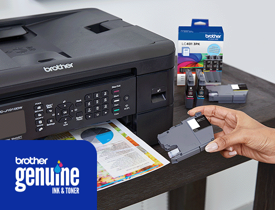 Person replacing ink in a Brother printer