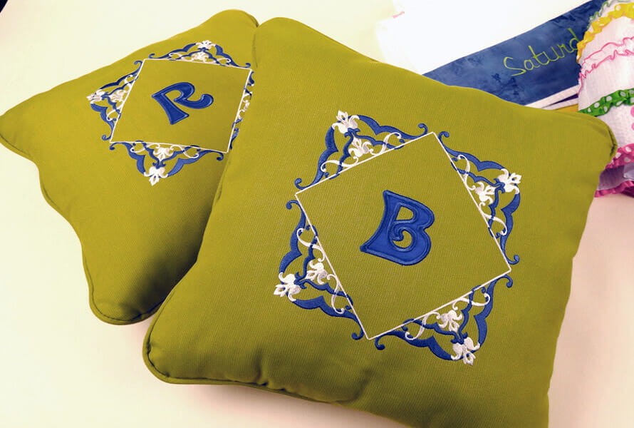Green monogrammed pincushions