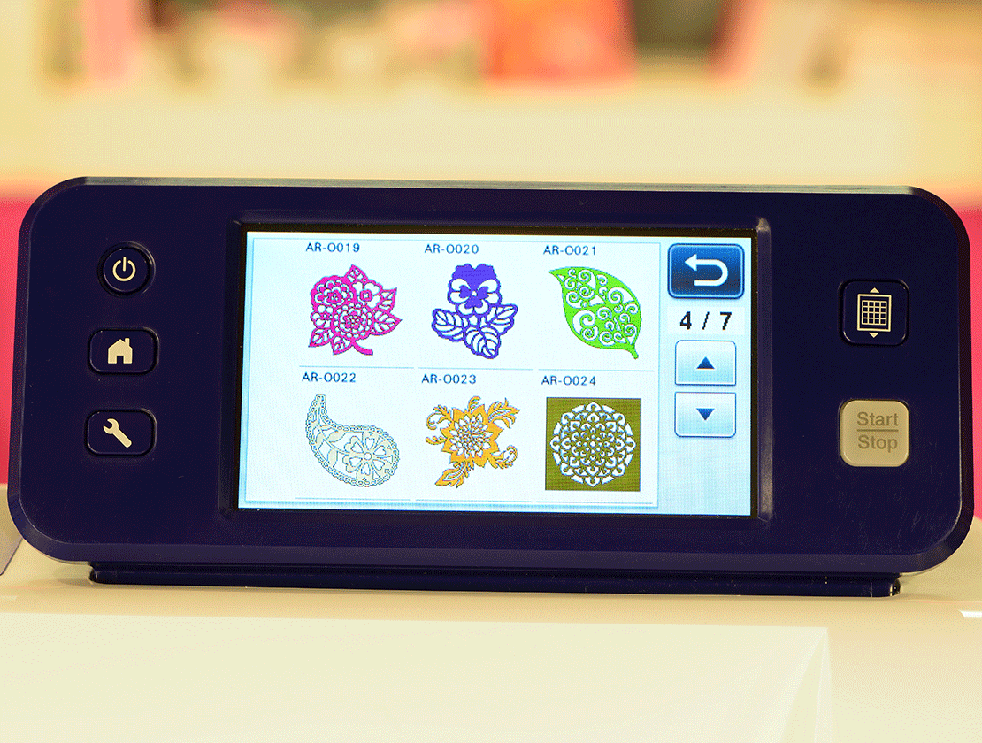 Close-up of CM350's LCD touchscreen display