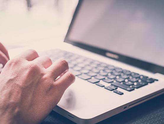typing on computer