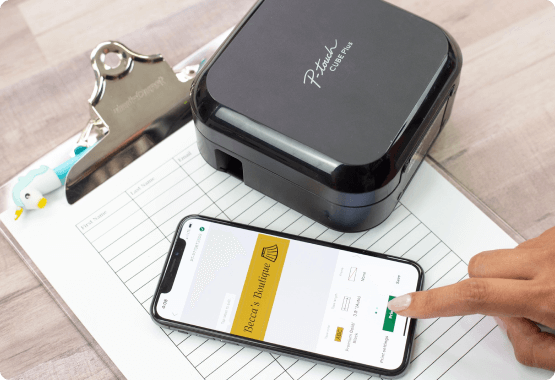 P-touch Cube Plus features with mobile application