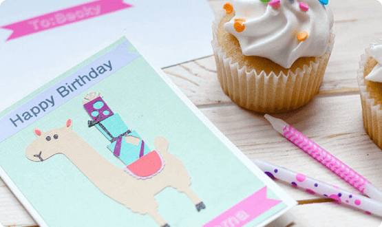 Llama birthday card