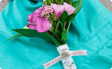 Wedding bouquet ribbon