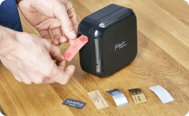 P-touch Cube Plus with assorted tapes
