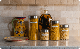 Labeled pasta jars