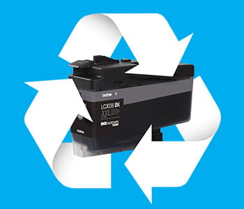 Ink cartridge in recycling symbol